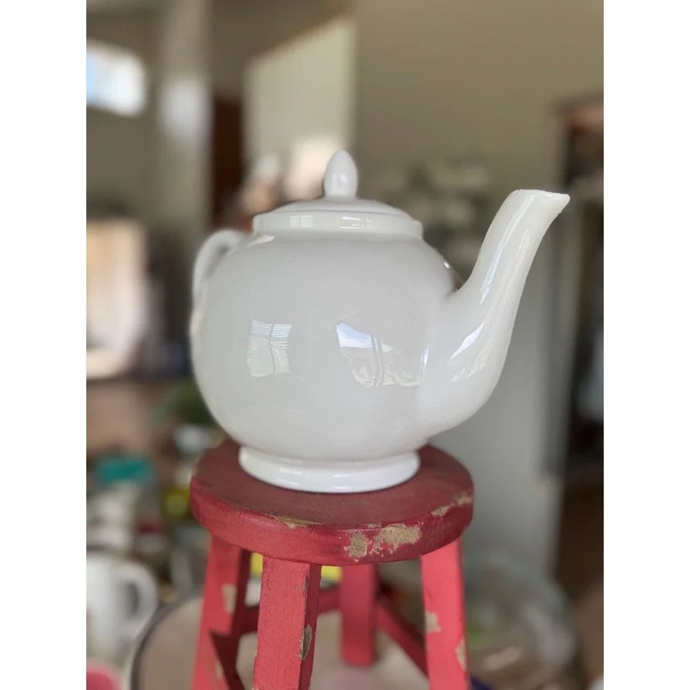 Rae Dunn teapot  TEA LL white ceramic pottery 2016